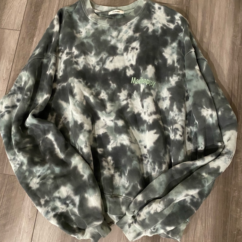 ARE madhappy Heritage Crewneck – Green Tie Dye Print – Size Medium